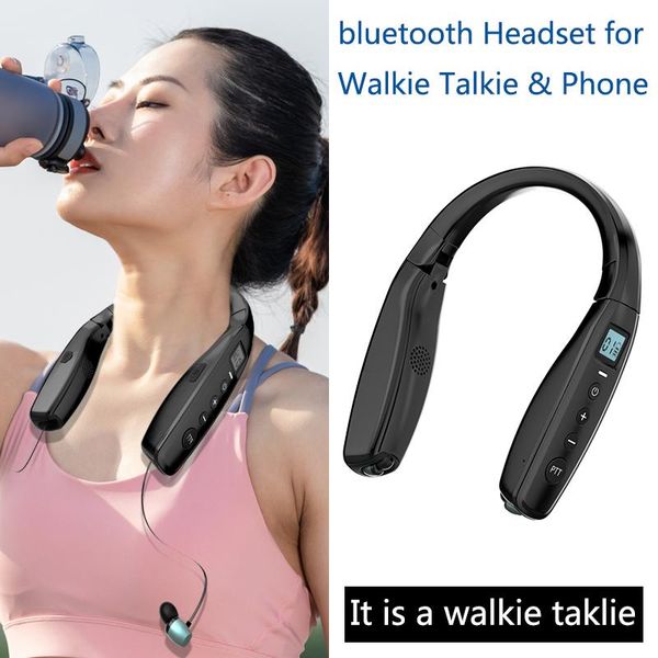 

walkie talkie abbree ar-669 uhf 400-470mhz 0.5w 99ch neckband bluetooth headset earphone for two way radio and phone