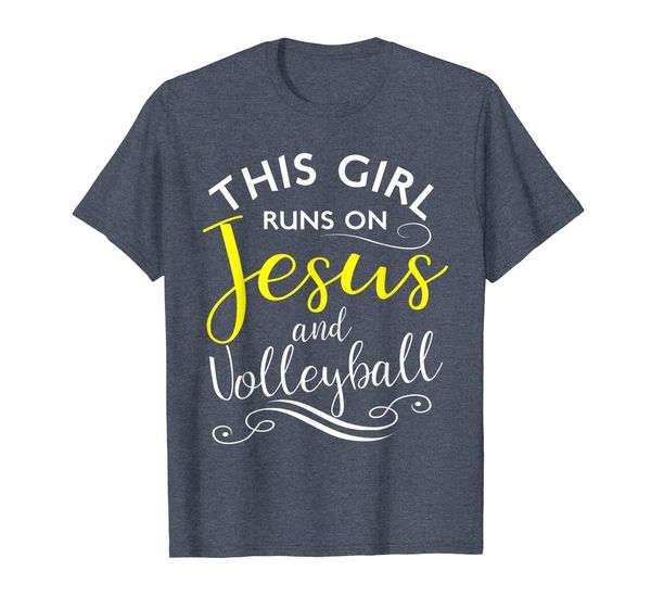 

this girl runs on jesus and volleyball t-shirt christian tee, White;black