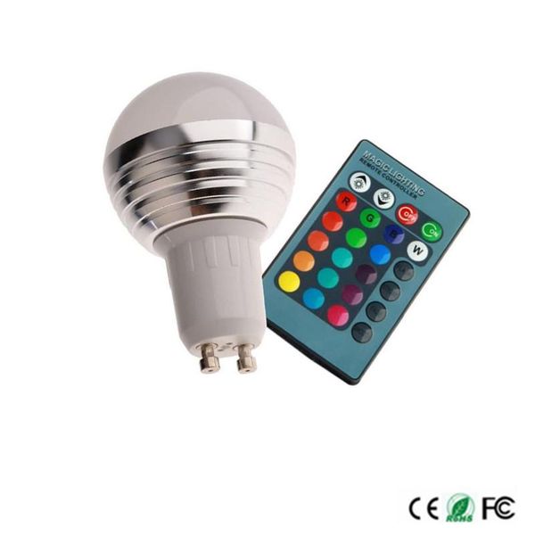 

bulbs gu10 16 colors changing rgb led lamp 3w 110v/220v bulb spotlight with remote control