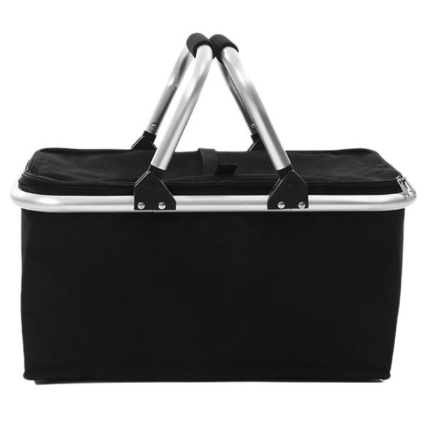 

picnic basket waterproof-outdoor-folding ice bag insulated strong aluminum frame shopping 47x27x25cm storage baskets