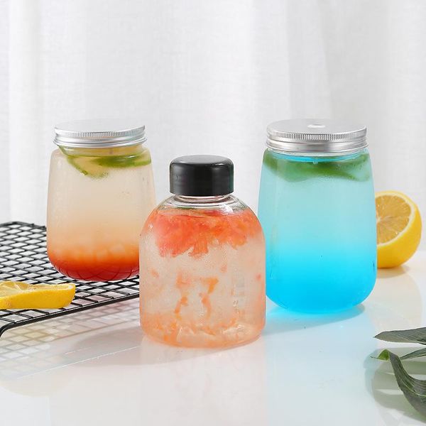 

disposable cups & straws 10pcs pet plastic bottle milk tea cup packaging beverage ice coffee bubble yogurt milkshake with lid party