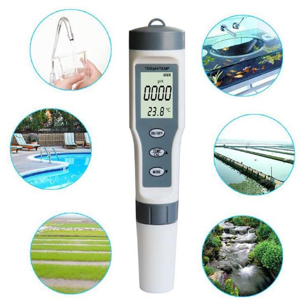 

pool & accessories 3 in 1 water quality test pen high precision tds/ph/temp 0-14 ph measurement range for swimming home detection