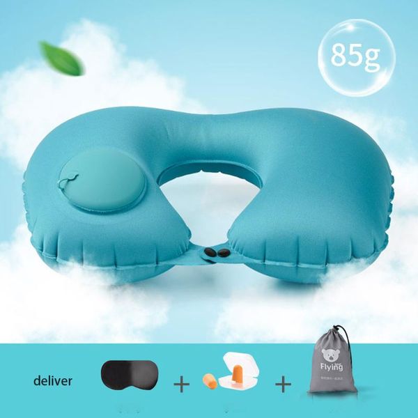 

pillow u shape press to inflate travel comfortable inflatable office air cushion airplane driving nap support head rest