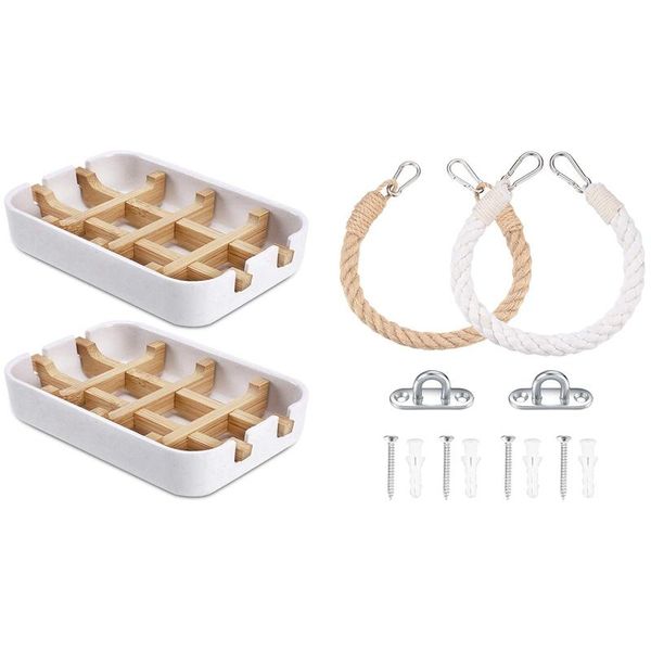

soap dishes toilet paper holder rope set with 2 pack bamboo for bathroom bar