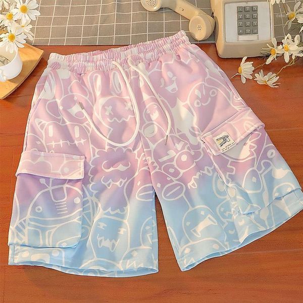 

men's shorts 2021 cool tie dye cargo boys summer loose funny high street trousers fashion hip hop student men, White;black