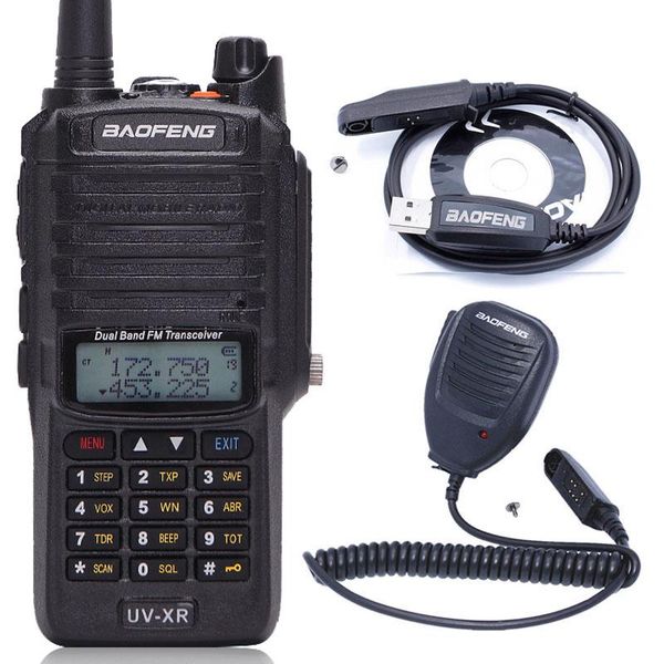 

baofeng uv-xr 10w high power 4800mah waterproof dual band walkie talkie ham two way radio+one speaker mic+one programming cable