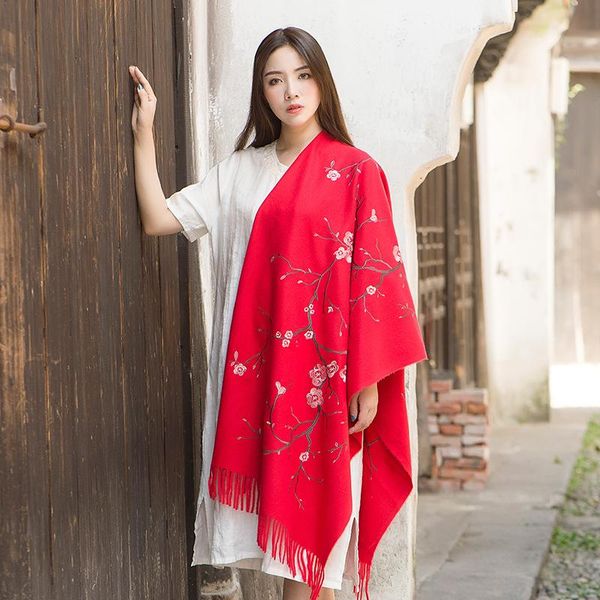 

scarves national wind scarf wild travel female imitation cashmere hijab spring and summer air conditioning shawl bufanda 70*200cm, Blue;gray