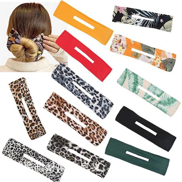 

magic women hair bun maker summer headband print hairpin hairs twist classy multi-color cloth magical clip, Brown
