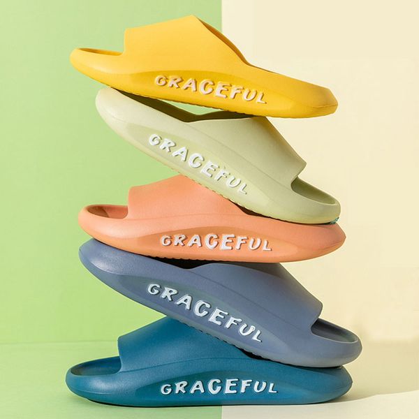 

new spring summer slippers women indoor men shoes soft eva letters concise quality beach non slip waterproof slides cozy, Black