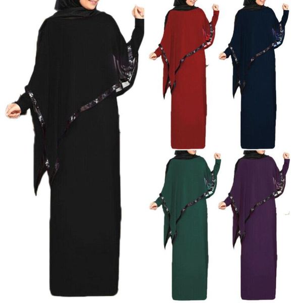 

casual dresses muslim abaya dress women fake two pieces irregular shawl maxi kaftan jilbab 5xl plus size robe d ete 2021 longue, Black;gray