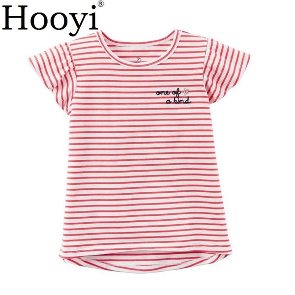 Red Striped Baby Girl Одежда Джингисты Дети Tee Рубашки Newborn T Рубашки Девочки Блузка Платье Топы Мода 100% Хлопок 6-24Мон 210413