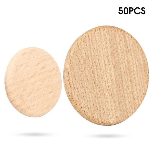 

50pcs round wooden blank slices beech chip no-hole diy hand-made decoration accessories wood craft rustic decor decorative objects & figurin