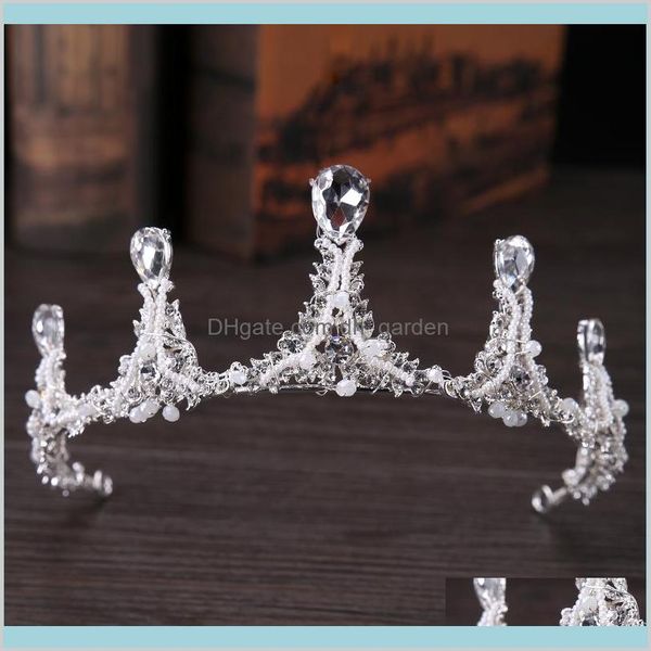 

wedding jewelry drop delivery 2021 european bride tiaras baroque luxury rhinestone crystal crown the queen diamond princess korean white shi, Slivery;golden