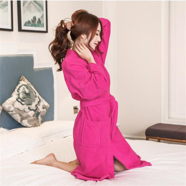 

women's sleepwear elegant bathrobe for women long sleeve cotton robe warm autumn winter, Black;red