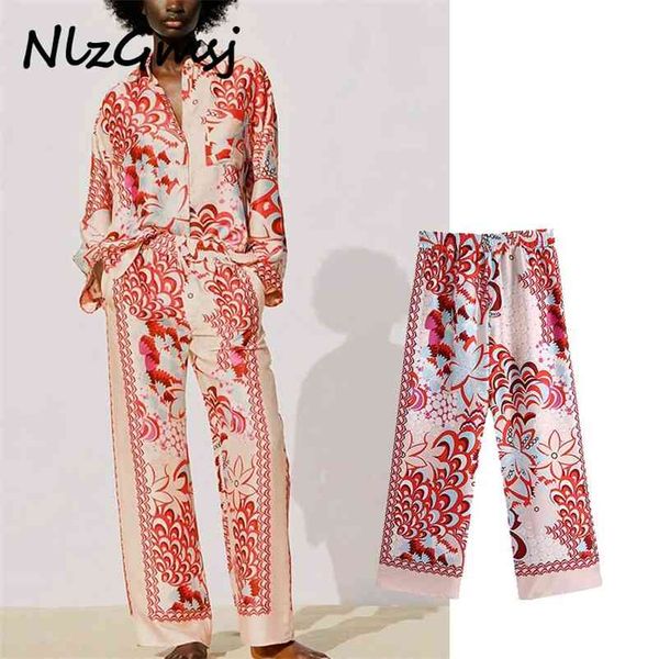 

women pants red print oversized wide leg woman summer straight high wasit streetwear trousers 04 210628, Black;white