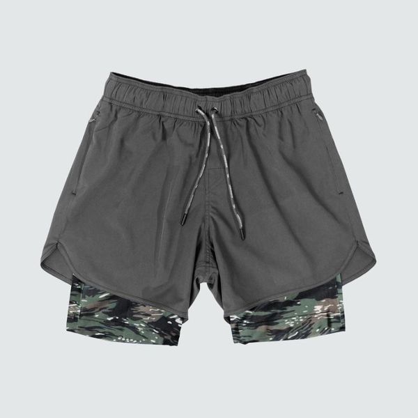 

men's shorts 2021 summer muscle running sports and leisure outdoor loose zipper pocket double-layer fitness pants, White;black