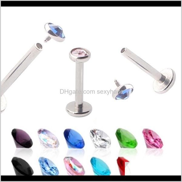 Labret, Schmuck Drop Lieferung 2021 Stil Flache Ebene Interannally Lip Piercing Labret Bar 10 Farbe 6/8/10mm Lange Tragus Helix Ohrring Stud Bod