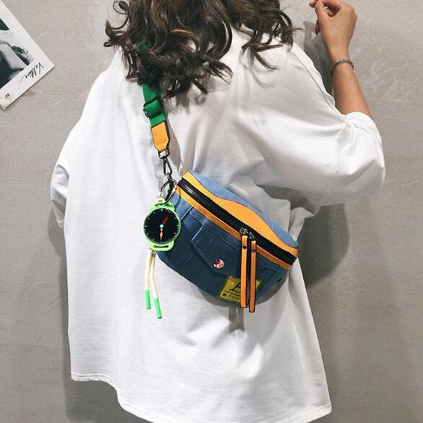

waist bags women cowboy fanny pack bag student streetwear trendy chest solid cute pattern belt nerka purse pouch pochete