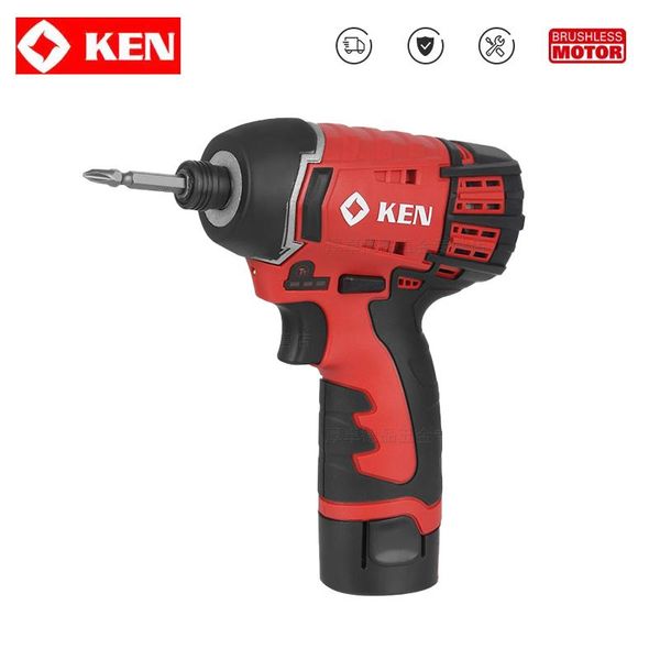 

professional electric screwdrivers ken 12v cordless impact screwdriver brushless motor 6412d 110nm adjust torque tool with 2battery and 1cha