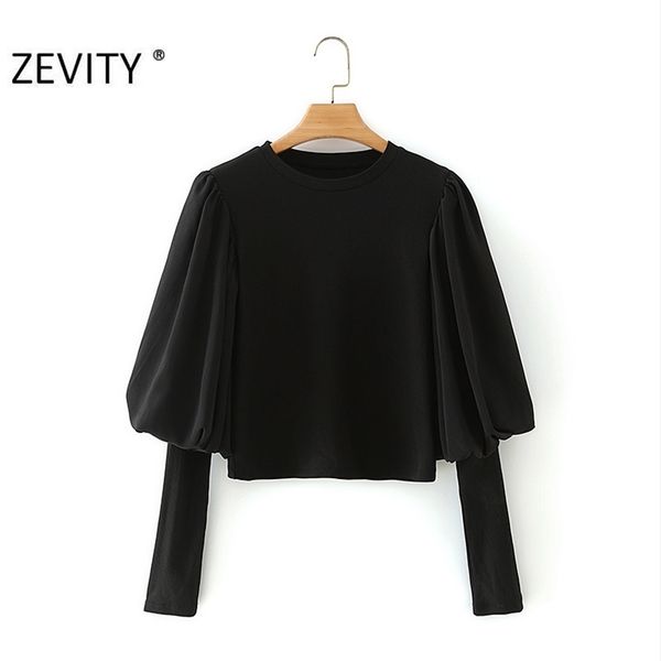 

women vintage pleat lantern sleeve patchwork casual smock blouse office ladies black knitting femininas shirt ls7255 210420, White