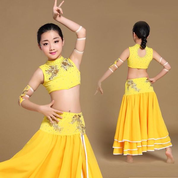 

girl/children belly dance costumes nice appearance &skirt for waltz/cha cha/ rumba amazing current girl fashion stage wear, Black;red