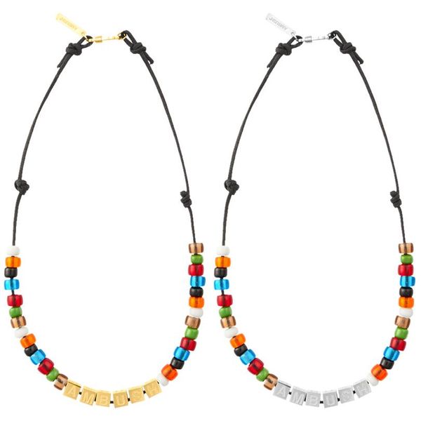 

AMBUSH Square letters colorful glazed beads necklace hip hop personality fashion men and women couples jewelry, Silver