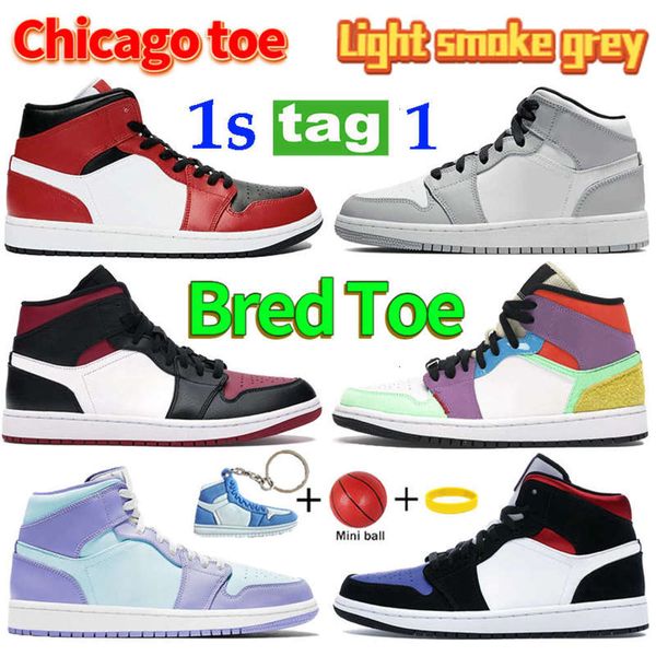 

2021 bred chicago toe 1s 1 mid light smoke grey basketball shoes se multi-color white black carbon fiber sneakers men women trainers