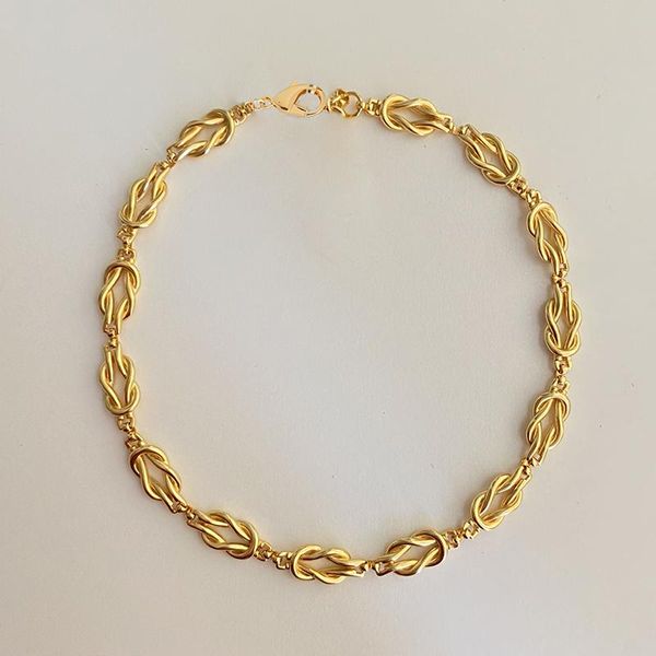 

chokers ins punk love knot chunky gold plated female exaggerated metal wind chain clavicle fashion thick necklace jewelry, Golden;silver