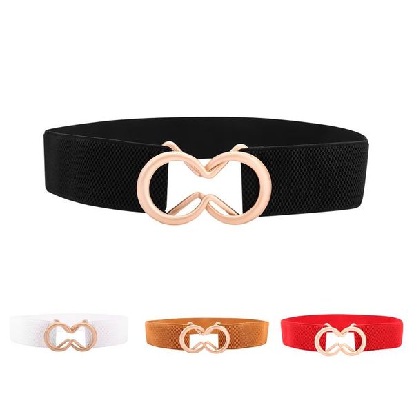 

belts women elastic waistband ladies fashion belt narrow stretch dress creative design leather decoration 2021, Black;brown