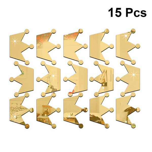 

wall stickers 15pcs children room kindergarten girl crown mirror decoration sticker (golden, collage)