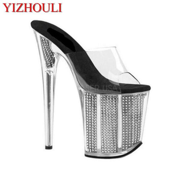 

slippers the latest model of 2021, bright film platform, catwalk slippers, club 20 cm sandal, Black