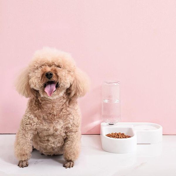 

pet cat feeder bowl dog automatic water double bowls wall corner save space cats 500ml bottle drinking kitten dogs products & feeders