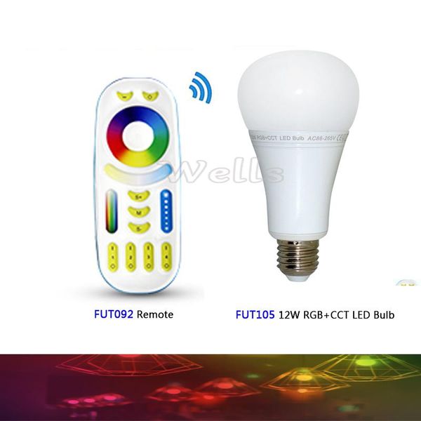 

bulbs miboxer 2.4g 12w e27 rgb+cct wireless led bulb dimmable 2 in 1 smart light + fut092 rf remote