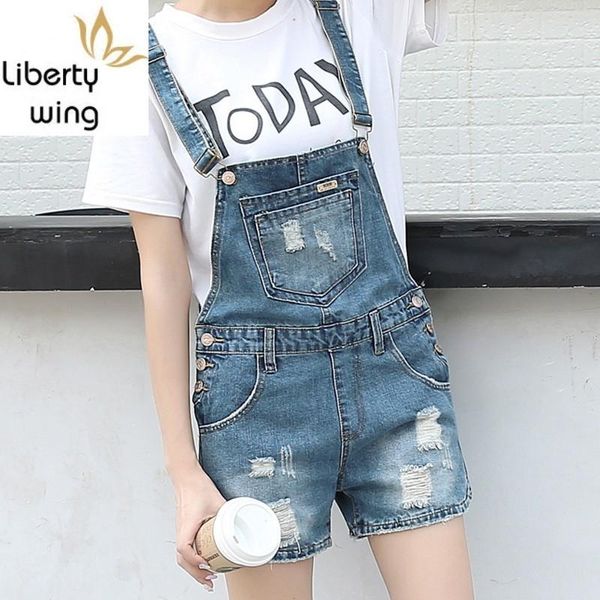 

women's jeans summer mother kids family denim overalls cowboy casual hole ripped suspender straps short pants holiday beach shorts, Blue