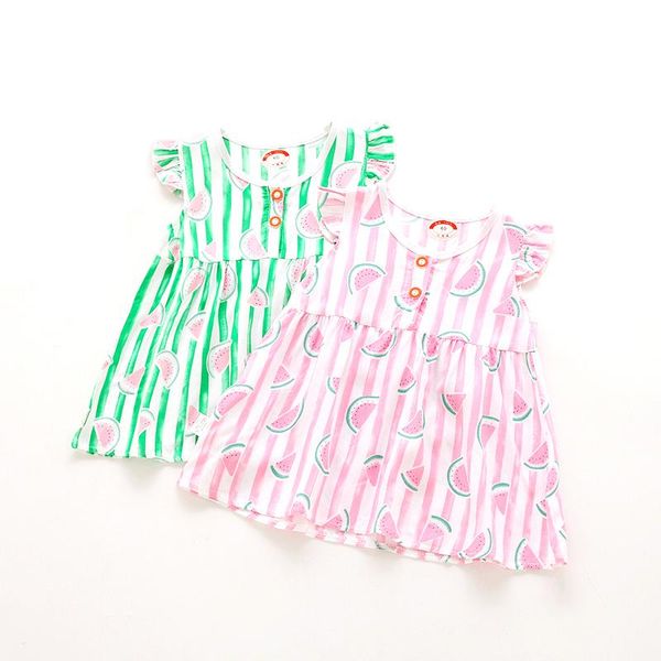 

girl's dresses summer baby girls dress watermelon printed cute for cotton kids children clothes 6-24m, Red;yellow