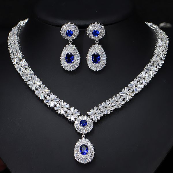 

bridal dinner pure handmade copper inlaid aaa zircon necklace simple atmosphere model selling set chain, Black