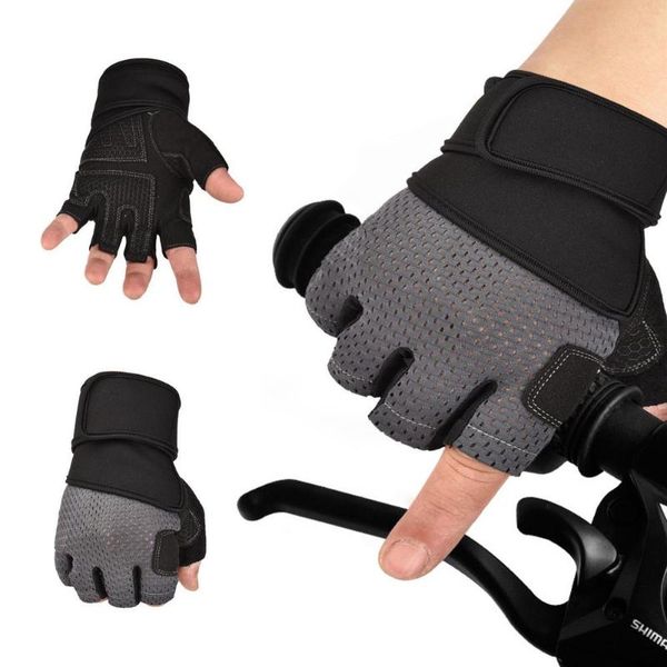 

cycling gloves adjustable fitness anti-slip outdoor durable half-finger summer bicycle gym mtb bike, Black