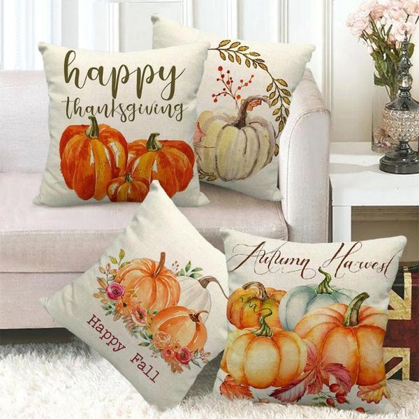 

party decoration patimate linen thanksgiving day cushion cover welcome autumn happy fall pumpkin