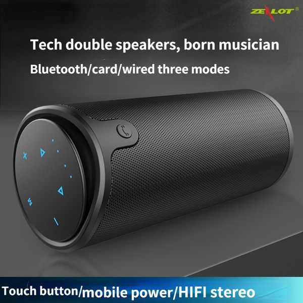 

zealot s8 wireless bluetooth speaker stereo portable subwoofer touch control sound box aux tf card handsmic