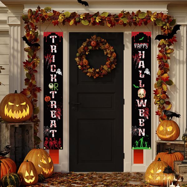 Halloween-Flagge zum Aufhängen, Partyzubehör, Paar, Hausnummer, Banner, Tür, Paar, Feiertagsdekoration, Süßes oder Saures, Veranda-Schild, 30,5 x 182,9 cm
