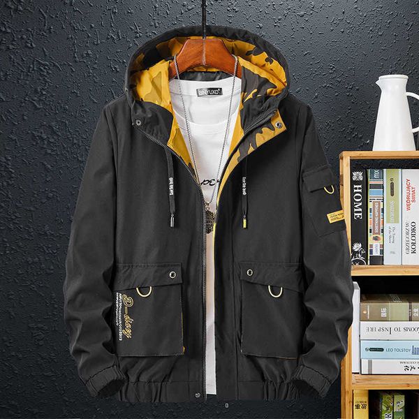 

trench black green men's overcoat casual windbreakers fashion spring oversized 6xl 7xl 8xl 9xl autumn jackets clothes 211011, Tan;black