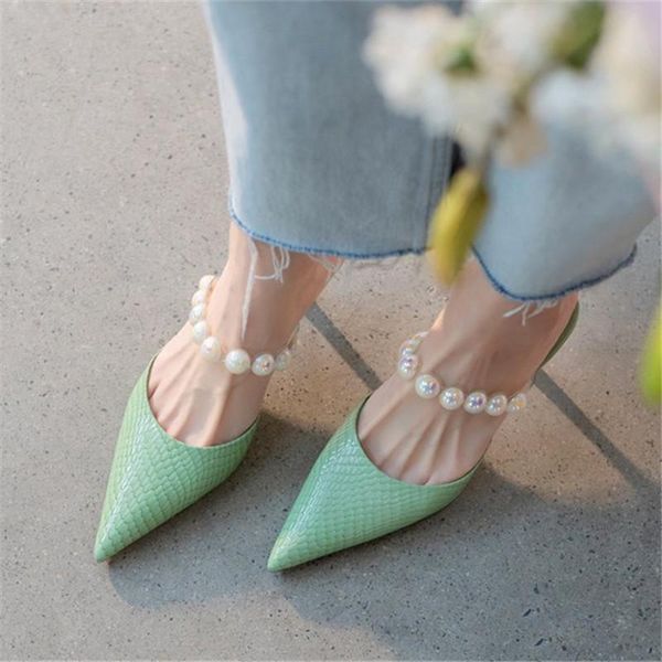 

dress shoes luxury designer pearl high heels sandals summer quality leather beach pointed toe runway party stiletto women, Black