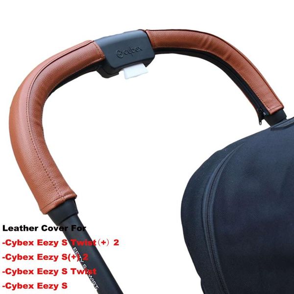 

leather handle cover compatible with cybex eezy s twist (+) 2/eezy 2 stroller pram sleeve case cover accessories parts &