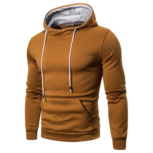 

men's hoodies & sweatshirts kancoold sweater solid color drawstring pocket loose large size hooded pullover 2021 autumn sweatshirt coat, Black