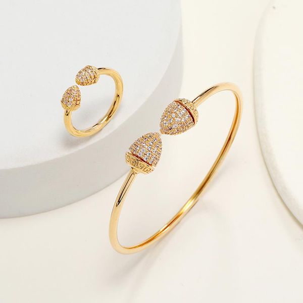 

earrings & necklace fashion dubai gold color jewelry sets cubic zircon round bangle ring set wedding gift african nigeria for women, Silver