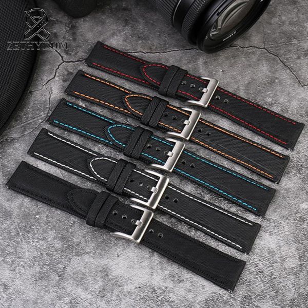 

watch bands 20 21mm waterproof with male 22mm fiber nylon seatbelt band army sport canvas nato strap special, Black;brown