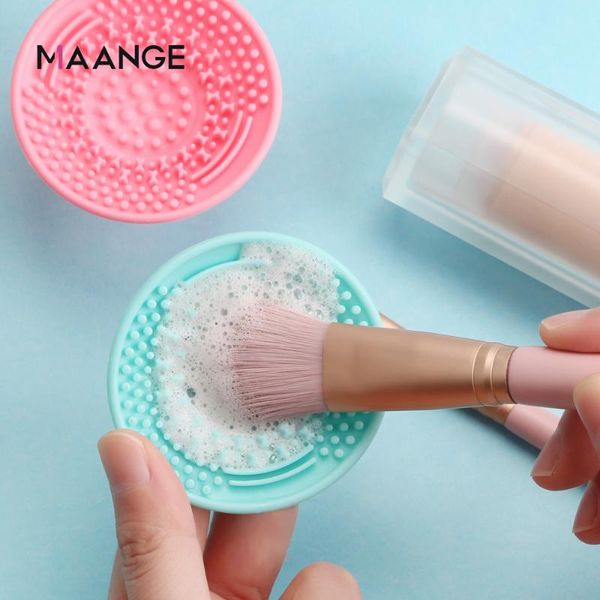 

makeup brushes maange foundation brush scrubber board silicone cleaner pad make up washing gel cleaning mat hand tool