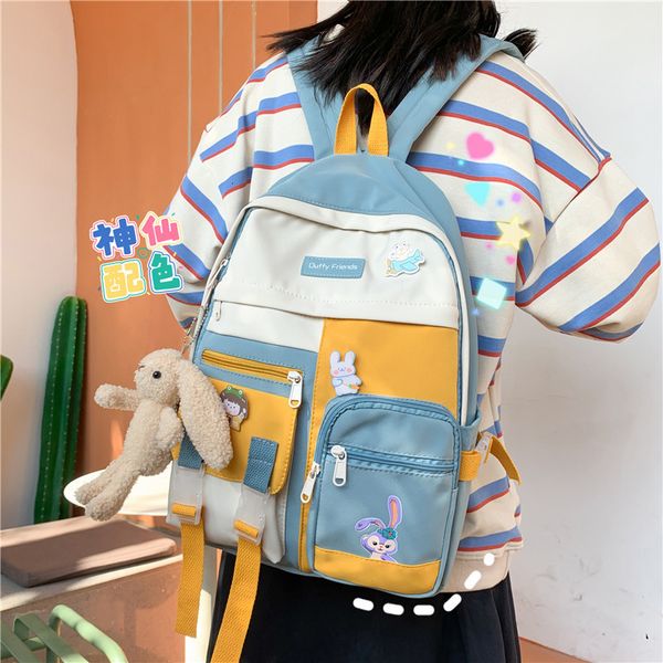 

student schoolbag korean version harajuku color contrast lightweight high school students backpack fashion backpack