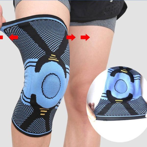 

pc knee pad patella protector brace silicone spring non-slip basketball compression sleeve support exercise kneepads elbow & pads, Black;gray