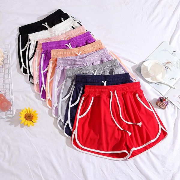 

women's shorts summer women casual short feminino plus size elastic waist drawstring high sport pants, White;black